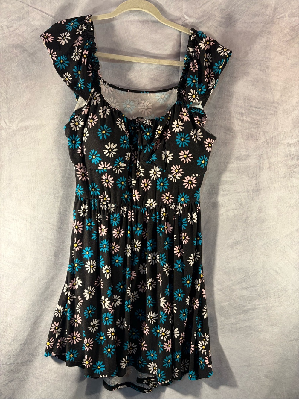 No Boundaries Floral Dress Juniors XL 15-17 Black Daisy Print Babydoll